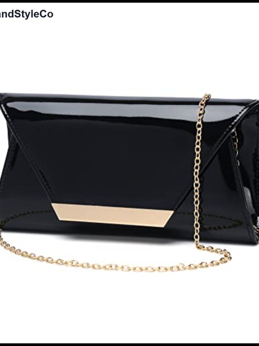 Patent Leather Clutch Evening Bag with Chain Crossbody Purse